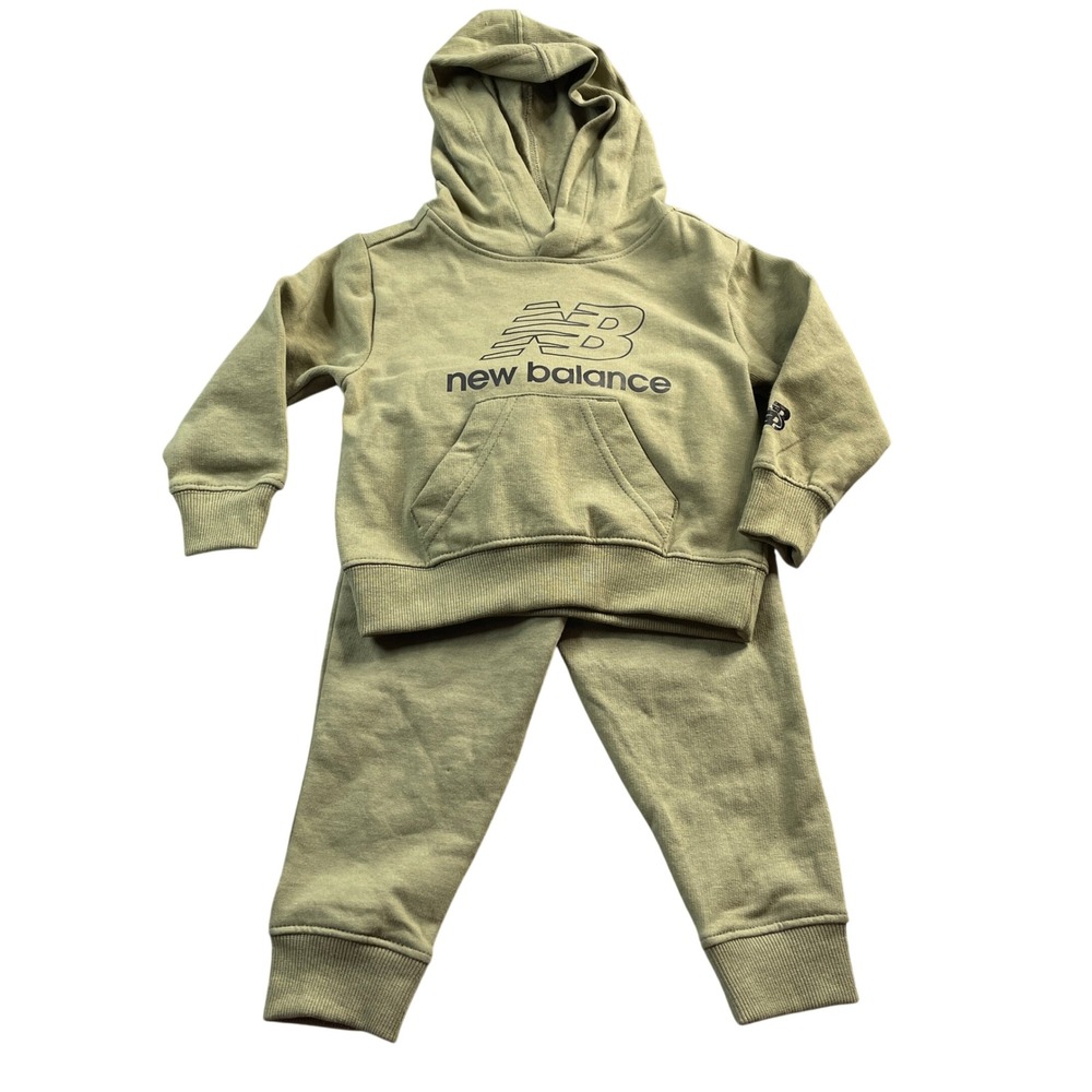 New Balance Kids 18M Olive Green Logo Hoodie and Jogger‎ Set 2 Piece Outfit